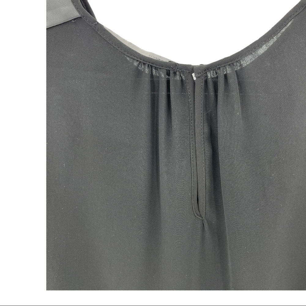 Zara Basic Black Panel Shoulder Sheer Blouse Sz L - image 8